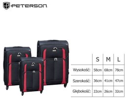 Zestaw czarno-czerwonych walizek podróżnych - Peterson