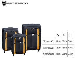 Zestaw czarno-pomarańczowych walizek podróżnych - Peterson