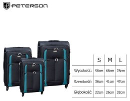 Zestaw miękkich czarno-niebieskich walizek - Peterson